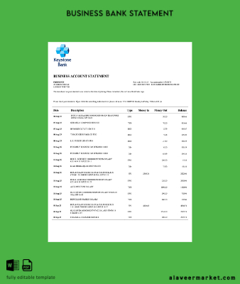 Nijerya Keystone Banka organization account Hesap Özeti Word and PDF Şablon