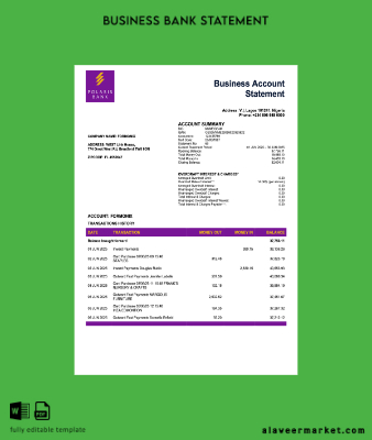 Nijerya Polaris enterprise account Hesap Özeti Word and PDF Şablon