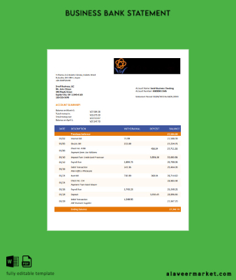 Nishi-Nippon City Banka enterprise account Hesap Özeti Word and PDF Şablon