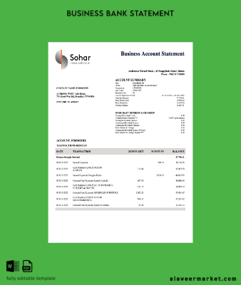 Umman Sohar organization Hesap Özeti Word and PDF Şablon