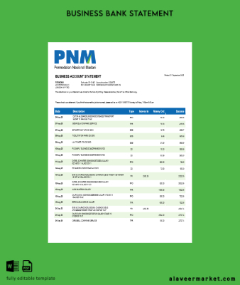 Permodalan Nasional Madani İşletme firm Hesap Özeti Word and PDF format
