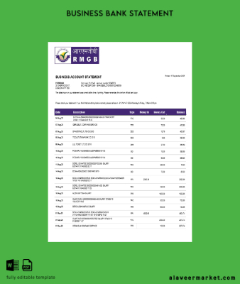 RMGB Şirket account Hesap Özeti Word and PDF format