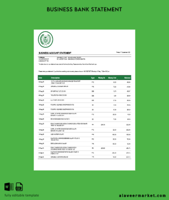Kimlik Kartı firm account Hesap Özeti Word and PDF Şablon
