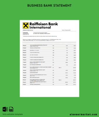 Raiffeisen Banka International Banka International Şirket Hesap Özeti Word and PDF Şablon
