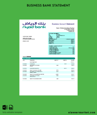 Riyad Banka enterprise Hesap Özeti Word and PDF Şablon