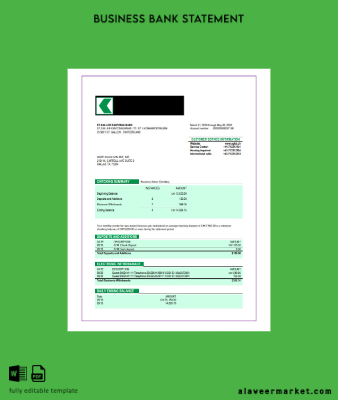 ST. Galler Banka organization checking account Hesap Özeti Word and PDF Şablon