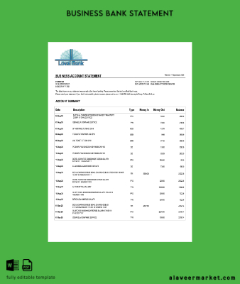 Saint Lucia Loyal enterprise Hesap Özeti Word and PDF format