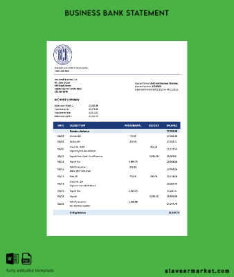 Salvadoran Banco Central de Reserva de Salvadoran firm account Hesap Özeti Word and PDF Şablon