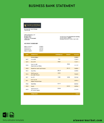 Sao Tome and Principe Banco Central de S.Tome e Principe firm account Hesap Özeti Word and PDF Şablon