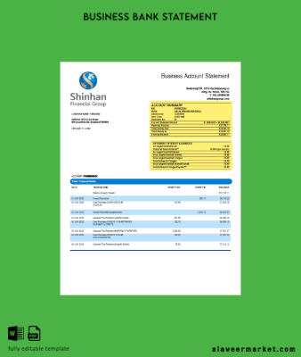 Shinhan Financial Group enterprise Hesap Özeti Word and PDF Şablon