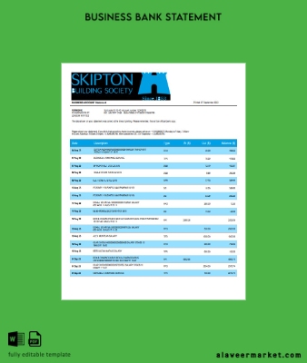 Skipton Building Society Banka firm account Hesap Özeti Word and PDF Şablon