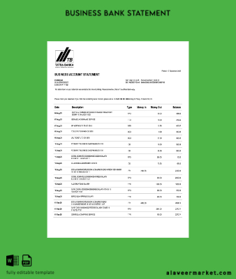 Slovak Tatra firm account Hesap Özeti Word and PDF Şablon