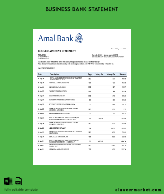 Somalia Amal organization Hesap Özeti Word and PDF Şablon