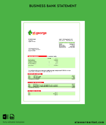 St. George Banka organization Hesap Özeti Word and PDF Şablon