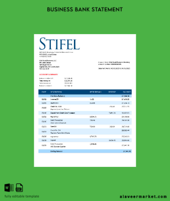 Stifel Financial Banka firm Hesap Özeti Word and PDF Şablon