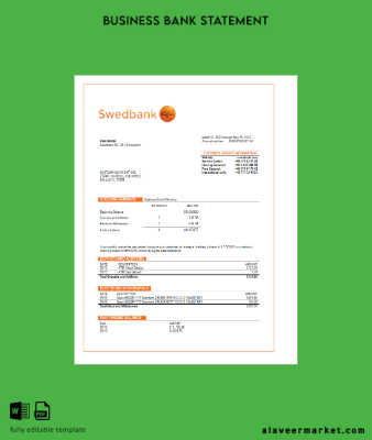 Banka İşletme checking account Hesap Özeti Word and PDF Şablon
