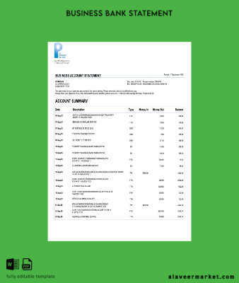 UK The Pension Service firm account Hesap Özeti Word and PDF Şablon