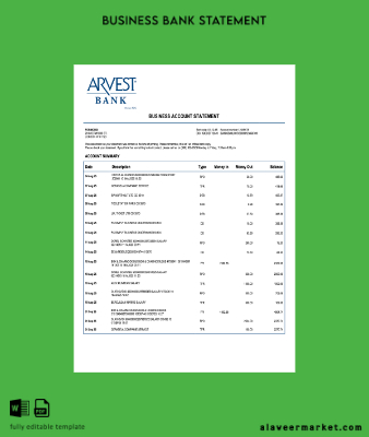 USA Arvest enterprise Hesap Özeti Word and PDF Şablon