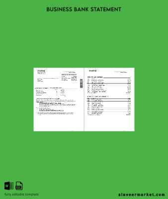 USA Chase İşletme Banka Hesap Özeti 5 pages, Word and PDF format