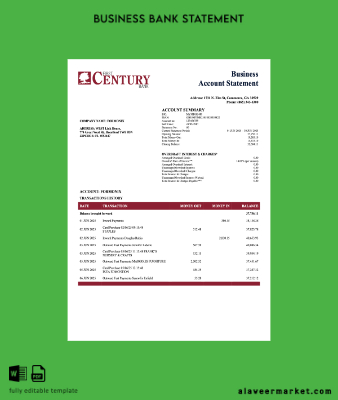 USA First Century enterprise account Hesap Özeti Word and PDF Şablon