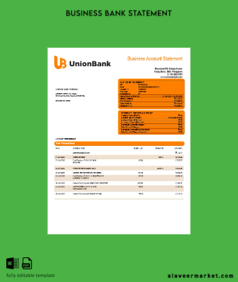 Union Banka of the Filipinler İşletme Hesap Özeti Word and PDF Şablon