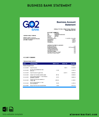 United Kingdom GO2 firm account Hesap Özeti Word and PDF Şablon