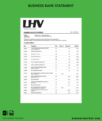 United Kingdom LHV Group firm Hesap Özeti Word and PDF Şablon