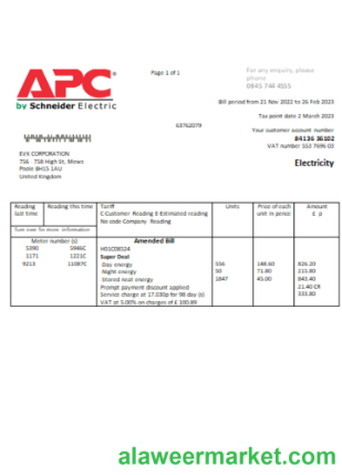 APC electricity utility business bill, SCR