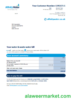 Affinity Water utility business bill, SCR