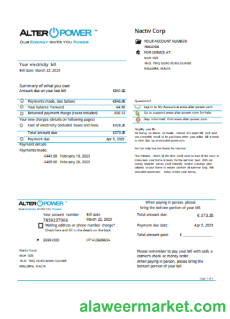 AlterPower Malta proof of address utility business bill, SCR