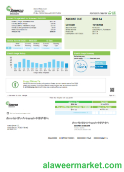 Ameren Missouri electricity utility business bill, page 1, SCR
