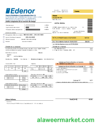 Argentina Edenor easy to fill business utility bill template in Word and PDF format