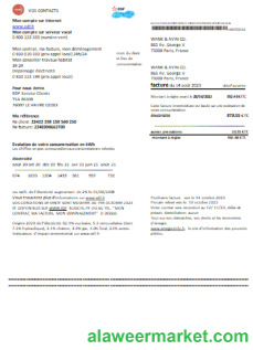 EDF France proof of address utility business bill, SCR