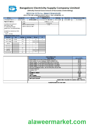 INDIA BESCOM business utility bill Word and PDF template-c_c trang __ x_a