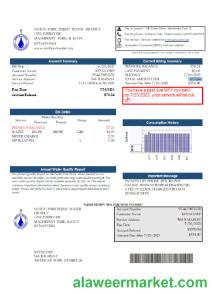 Illinois North Park Public Water District IL utility business bill, SCR