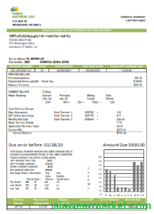 Maine Natural Gas Portland utility business bill, SCR