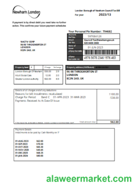 Newham London Borough Council tax business bill, SCR