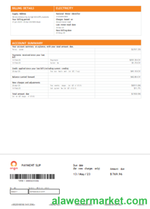 Origin utility business bill, page 2, SCR