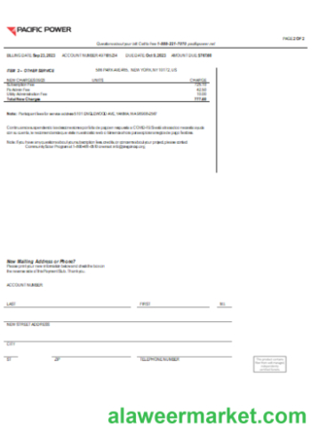 Pacific Power utility business bill, page 2, SCR