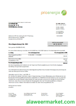 Prioenergie proof of address utility business bill, SCR