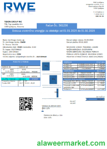 RWE electricity proof of address utility business bill, SCR