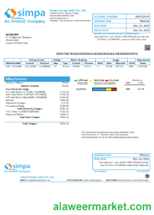 Simpa Energy India Pvt. Ltd utility business bill, SCR