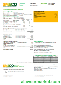 Southern Maryland Electric Cooperative - SMECO utility business bill, SCR