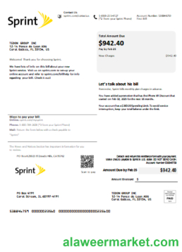 Sprint (T-Mobile) utility business bill, SCR