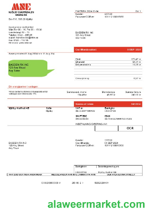 Sweden Mj_lby Kraftnat AB business utility bill template in Word and PDF formats