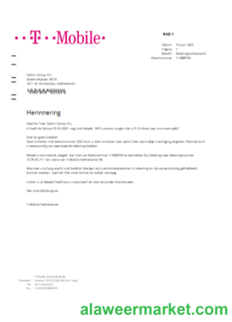 T-Mobile Netherlands utility business bill, SCR