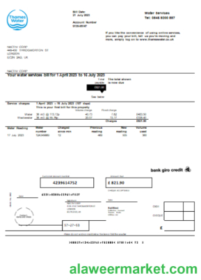 Thames Water utility business bill, SCR