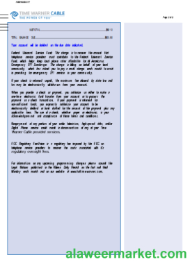 Time Warner Cabel utility business bill, page 3, SCR