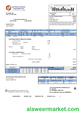 USA Texas San Patricio Electric Corporative business utility bill template in Word and PDF formats