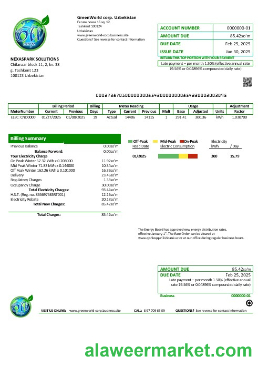 Uzbekistan GreenWorld business utility bill template in Word and PDF format, fully editable